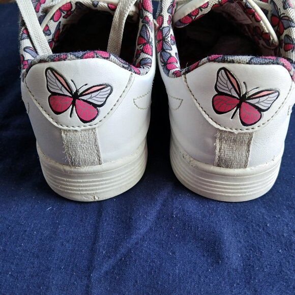 GIRLS K-SWISS SHOES WHITE W/PINK BUTTERFLY SIZE 4.5 - Picture 4 of 6